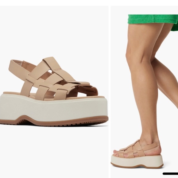 Sorel Dayspring Slingback Platform Sandal (Women), Honest Beige/ Chalk, Size 11 - Picture 1 of 10